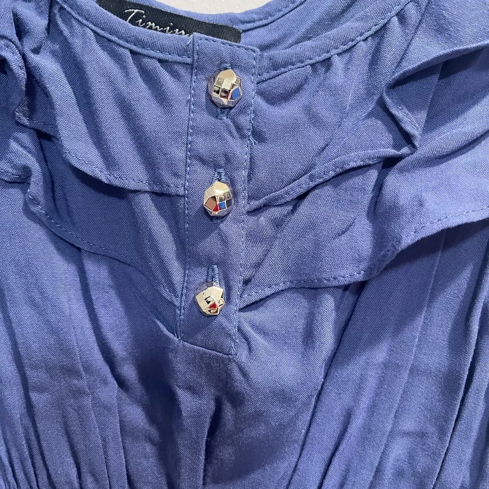 Timing Blue Ruched Ruffled Sundress - Picture 2 of 4